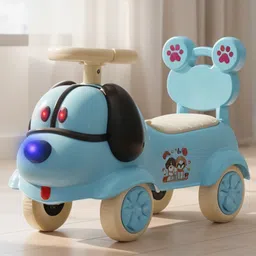 Baybee Scooby Ride on Cars for Kids | Indoor Kids Car with Glowing Lights & Safety Backrest | Portable Baby Push Ride-ons with Music & Toy Storage | Outdoor Rider Cars for Kids (Blue)-image-96