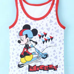 Bodycare Sleeveless Striped Vests Mickey Mouse Print Pack of 3 - White & Blue image 2