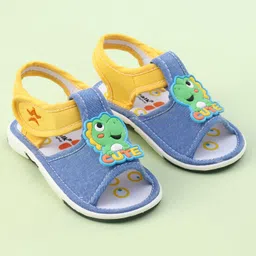 Cute Walk by Babyhug Sandals with Velcro Closure & Dino Applique - Royal Blue image 2