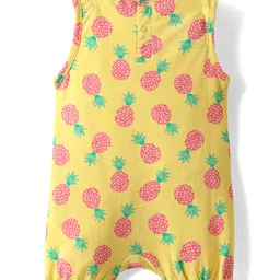 Babyhug 100% Cotton Interlock Knit Sleeveless Romper with Pineapple Print - Yellow image 2