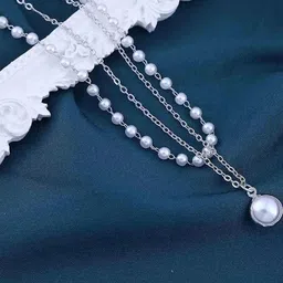 TheVineGirl Women Silver-Plated Pearls Alloy Statement Necklace image 1