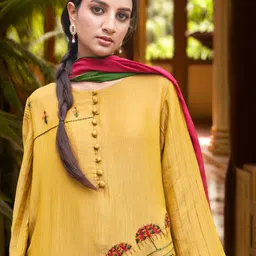 Phulkari Forever Colourblocked Dupatta with Phulkari image 4