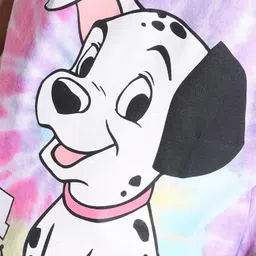 Babyhug Disney Cotton Frilled Sleeves Tie & Dye Top with 101 Dalmatians Graphics - Multicolor image 3
