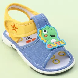 Cute Walk by Babyhug Sandals with Velcro Closure & Dino Applique - Royal Blue image 3