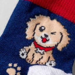 Mustang Cotton Knit Ankle Length Socks with Puppy Design - Navy Blue image 3