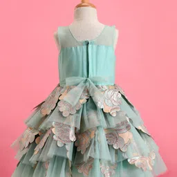 Enfance Sleeveless Floral Applique Detailed Knee Length Dress - Pista image 3