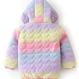 Babyoye Woven Full Sleeves Hooded Jacket With Heart Design - Pink image 4
