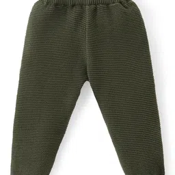 Babyoye Cotton Knitted Full Sleeves Pullover Sweater Set with Giraffe Embroidery  - Dark Green image 4