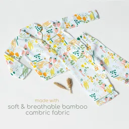 Cocoon Care Bamboo Cotton Woven Full Sleeves Floral & Strawberries Printed Coordinating Night Suit Set - Multi Colour image 5