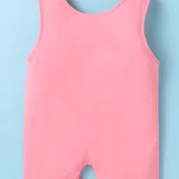 ToffyHouse Cotton Knit Half Sleeves Dungaree Style Romper & T-Shirt with Tropical Print - Pink & White image 5