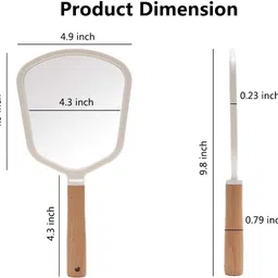 SVShoperzone Fan Shape Wooden Handle Mirror for Shaving Makeup & Grooming Portable Handheld Modern Beauty Hand Mirror Travel Hand Mirror with Single Side Hanging Hole (Fan) image 2