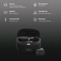 JBL Tune Buds 2 TWS Earbuds with Adaptive Noise Cancellation (IP54 Water Resistant, 48 Hours Playback, Black) image 2