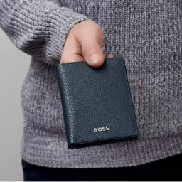 Hugo Boss Classic Grained Flap Card Holder - Navy Blue-image-39