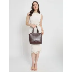 THE GUSTO Mini Beyond Plus Croco Wine Handbag with Detachable Strap (M)-picture-11