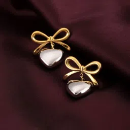 Palmonas Bi-Metal Wrapped with Stud Love Earrings image 1