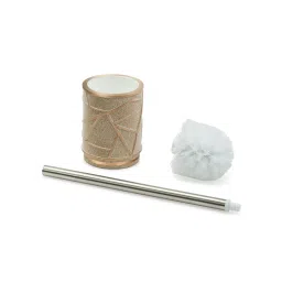 OBSESSIONS Polyresin Toilet Brush with Holder, Gold & Dark Beige image 5