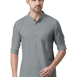 LENIA Band Collar Roll-Up Sleeves Short Kurta-picture-24
