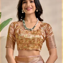 Tekson Ethnic Motifs Printed Woven Design Zari Mysore Silk Saree image 4