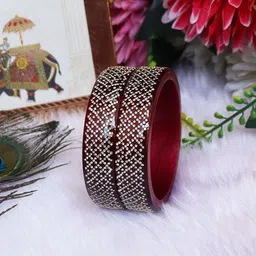 TAJ BRIDAL STORE Set Of 2 Rhinestone Studded Kada Bangles-picture-35