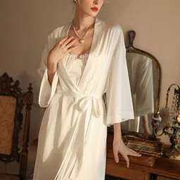 LULU & SKY Women Shoulder Straps Nightdress With Robe-picture-26