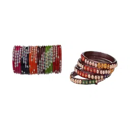 SOMIL Set Of 28 Stone Studded Bangles-image-99
