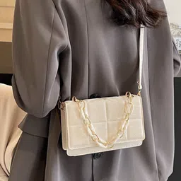 CORSICA PU Beige solid sling bag image 3