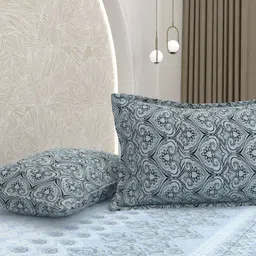 Pure Decor Glory Blue & Black Printed Cotton 180 TC King Bedsheet Set 2.54 x 2.74 m image 2