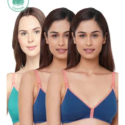 Inner Sense Pack Of 3 Organic Cotton Antimicrobial Soft Nursing Bra  - Multicolor-picture-38