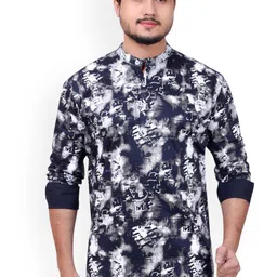 MADE IN THE SHADE Floral Printed Band Collar Cotton Straight Short Kurta-picture-23