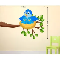 LANSTICK Blue & Green Cute Little Bird Self Adhesive Wall Sticker-image-17