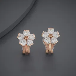 Kushal's Fashion Jewellery Rose Gold Plated Zircon Studded Geometric Studs Earrings-image-97
