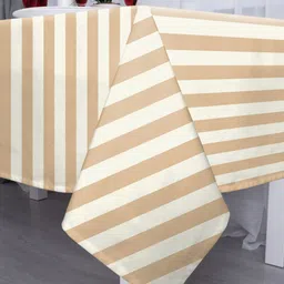 CASABLEU Premium Spring Brown 2 Pieces Striped Rectangle 6-Seater Table Covers image 2