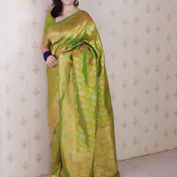 ELITE WEAVES Woven Design Zari Silk Blend Banarasi Saree-picture-16