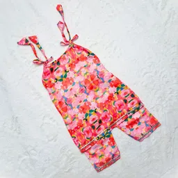 KNITROOT Girls Floral Printed Regular Gotta Patti Kurta with Pyjamas image 5