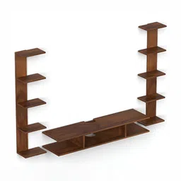 bluewud Estoye Brown Wooden Wall Mount TV Entertainment Unit image 4