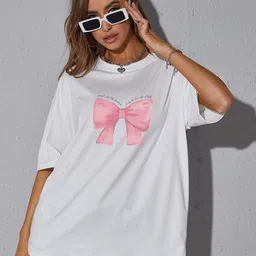 Slenor Women Graphic Printed Round Neck Oversized T-shirt-image-34