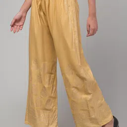 FAMBEE Women Ethnic Motifs Self Design Flared Knitted Palazzos image 4