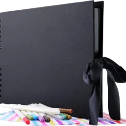 tatsam DIY Scrapbook Photo Album | A4 Size | Ribbon Closure | 80 Pages | Gift-Ready Album image 1