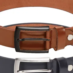 ZORO Pack Of 2 Men Solid Tang Closure Leather Casual Belt image 4