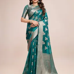 SHRIMAY Woven Design Zari Organza Banarasi Saree-picture-41
