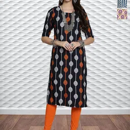 HERE&NOW Selection Of 3 Geometric Printed Round Neck Straight Kurtas-picture-30