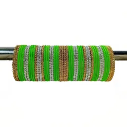 THE BLAZZE Beige Glass Artificial Stones & Beads Bangle image 2