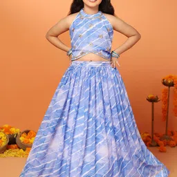 FASHION DREAM Girls Embroidered Sequinned Ready to Wear Lehenga &-picture-25