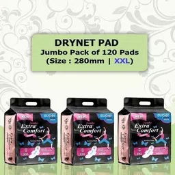 jumbo extra comfort Drynet XXL Sanitary Pads–Jumbo Pack-3((120 each packet,280mm) Extra Comfort Sanitary Pad-picture-40
