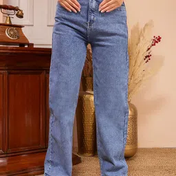 Crazeis Women Straight Boyfriend Fit High Waist Light Fade Stretchable Jeans-picture-40