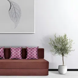 FRIENDS LIFE Maroon & Brown 3 Seater Comfort Sofa Cum Bed With Pillows-image-82