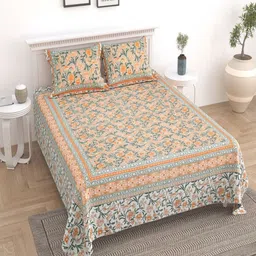 Myntra Elegant Homes Beige Printed Pure Cotton 180 TC King Bedsheet Set 2.74 m x 2.54 m-picture-21