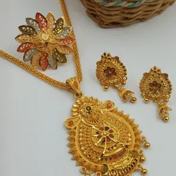 niva fashion Gold Plated Studded Jewellery Set-picture-44