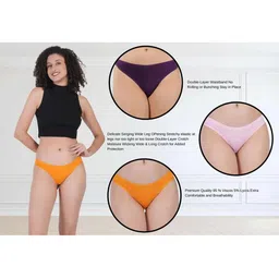 ORLIZEA Pack of 3 Women Low-Rise Cotton Blend Thongs image 2