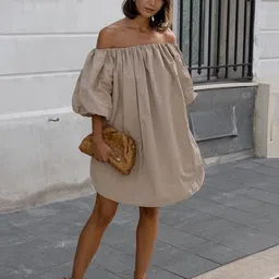 LULU & SKY Off-Shoulder Puff Sleeve Mini Dress image 3